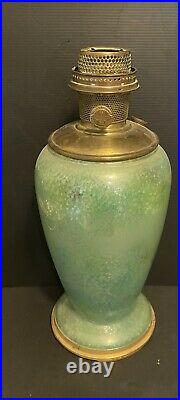 Aladdin Model 12 Oil Kerosene Green Variegated Glass Vase Lamp