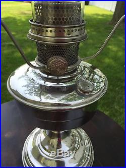 Aladdin Model 12 Oil Lamp, Excellent Nickel Finish, 10 Tripod, 1928-35