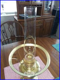 Aladdin Model 12 brass lamp with Mantle chimney and Shade Ring