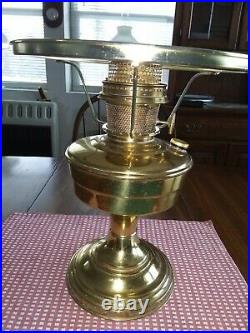 Aladdin Model 12 brass lamp with chimney and Shade Ring