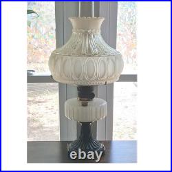 Aladdin Model 13 B Oil Lamp White Glass Round Shade Black Brass Vintage Mantle
