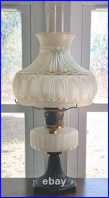 Aladdin Model 13 B Oil Lamp White Glass Round Shade Black Brass Vintage Mantle