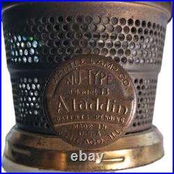 Aladdin Model 13 B Oil Lamp White Glass Round Shade Black Brass Vintage Mantle