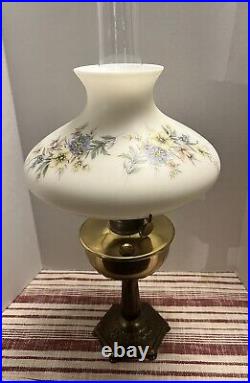 Aladdin Model 13 Kerosene oil Lamp White Floral Glass Shade Chimney 1930s