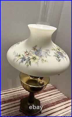 Aladdin Model 13 Kerosene oil Lamp White Floral Glass Shade Chimney 1930s