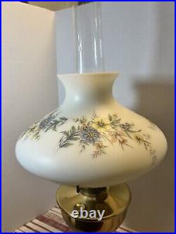 Aladdin Model 13 Kerosene oil Lamp White Floral Glass Shade Chimney 1930s