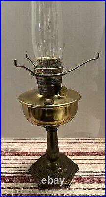 Aladdin Model 13 Kerosene oil Lamp White Floral Glass Shade Chimney 1930s