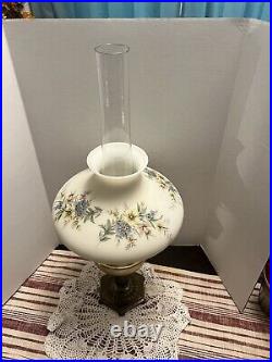 Aladdin Model 13 Kerosene oil Lamp White Floral Glass Shade Chimney 1930s