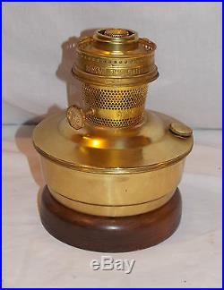 Aladdin Model 23 Brass Coal Oil Kerosene Lamp with Wood Stand Ca 1975 Unused
