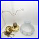 Aladdin Model 23 Brass Hanging Oil Lamp Glass Chimney Shade Blue Floral Hand Pai