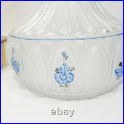 Aladdin Model 23 Brass Hanging Oil Lamp Glass Chimney Shade Blue Floral Hand Pai