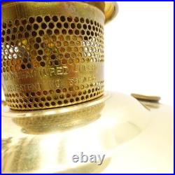 Aladdin Model 23 Brass Hanging Oil Lamp Glass Chimney Shade Blue Floral Hand Pai