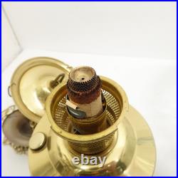 Aladdin Model 23 Brass Hanging Oil Lamp Glass Chimney Shade Blue Floral Hand Pai
