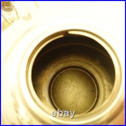Aladdin Model 23 Brass Hanging Oil Lamp Glass Chimney Shade Blue Floral Hand Pai