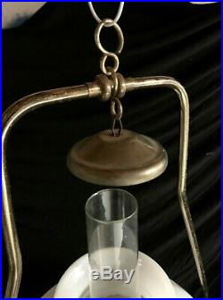 Aladdin Model 23 Brass Hanging Parlor Lamp, Slant Shade, 1969-73
