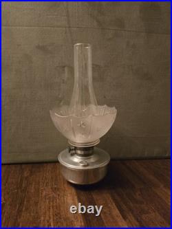 Aladdin Model 23 Kerosene Lamp Aluminum Font, Frosted Shade, Chimney England