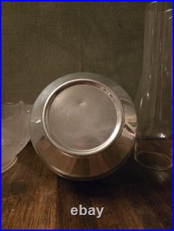 Aladdin Model 23 Kerosene Lamp Aluminum Font, Frosted Shade, Chimney England