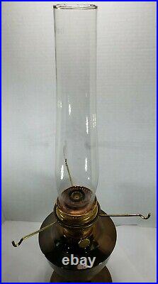 Aladdin Model 23 Kerosene Lamp with RARE Green Over Opal Ribbed Shade Vintage
