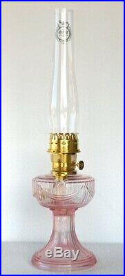Aladdin Model 23 Short Lincoln Drape Pink Glass Oil Lamp Brand New With Box