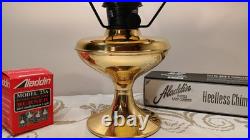 Aladdin Model 23A Parlour Lamp Polished Brass 2008 Heelless with Ribbed Shade