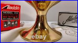 Aladdin Model 23A Parlour Lamp Polished Brass 2008 Heelless with Ribbed Shade