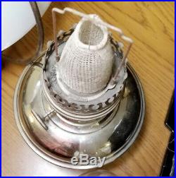 Aladdin Model 6 Kerosene Oil Hanging Lamp Glass Shade Nickel Font Chimney Burner