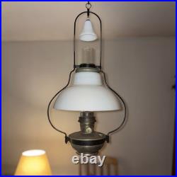 Aladdin Model 6 Vintage Hanging Oil Lamp Model B Burner Milk Glass Smoke Bell