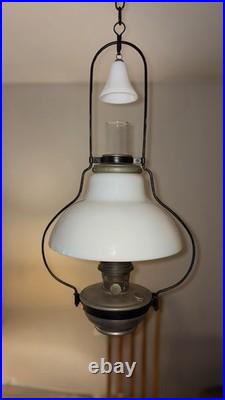 Aladdin Model 6 Vintage Hanging Oil Lamp Model B Burner Milk Glass Smoke Bell