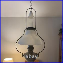 Aladdin Model 6 Vintage Hanging Oil Lamp Model B Burner Milk Glass Smoke Bell