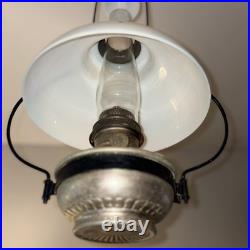 Aladdin Model 6 Vintage Hanging Oil Lamp Model B Burner Milk Glass Smoke Bell