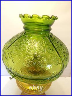 Aladdin Model # 8 Burner Brass Oil Lamp # 11 Flame Spreader & Green Glass Shade