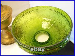 Aladdin Model # 8 Burner Brass Oil Lamp # 11 Flame Spreader & Green Glass Shade