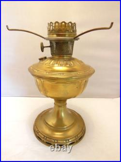 Aladdin Model # 8 Burner Brass Oil Lamp # 11 Flame Spreader & Green Glass Shade