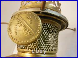 Aladdin Model # 8 Burner Brass Oil Lamp # 11 Flame Spreader & Green Glass Shade