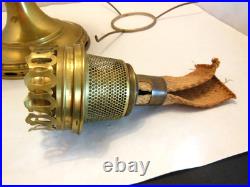 Aladdin Model # 8 Burner Brass Oil Lamp # 11 Flame Spreader & Green Glass Shade