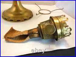 Aladdin Model # 8 Burner Brass Oil Lamp # 11 Flame Spreader & Green Glass Shade