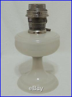 Aladdin Model A White Table Oil / Kerosene Lamp with Aladdin Lox-on Chimney