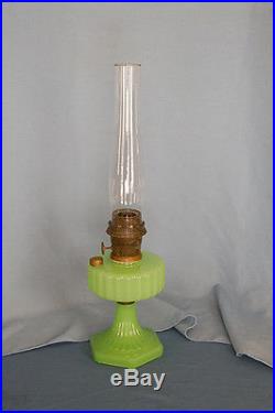 Aladdin Model B-111 Green Moonstone Corinthian Kerosene Lamp Burner and Chimney