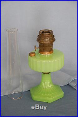 Aladdin Model B-111 Green Moonstone Corinthian Kerosene Lamp Burner and Chimney