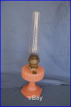 Aladdin Model B-112 Pink Moonstone Corinthian Kerosene Lamp Burner and Chimney
