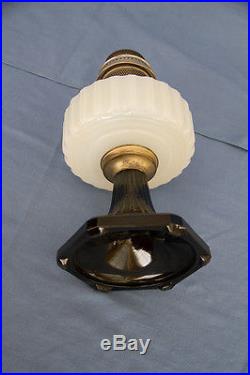 Aladdin Model B-124 Moonstone White Font Black Foot Corinthian Kerosene Lamp