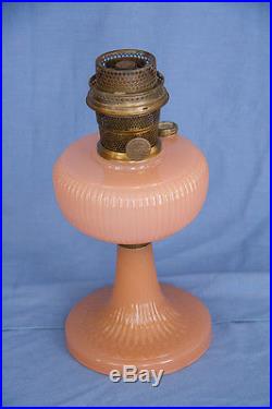 Aladdin Model B-87 Rose Pink Moonstone Vertique Kerosene Lamp with Burner