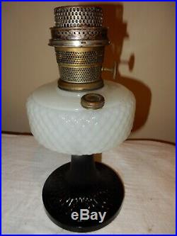 Aladdin Model B-90 White Black Quilt Kerosene Oil Lamp