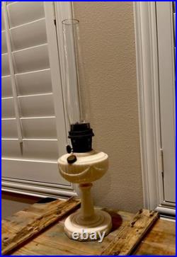 Aladdin Model B Alacite Lincoln Drape Milk Glass Kerosene Oil Lamp Vintage