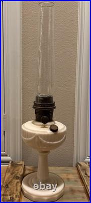 Aladdin Model B Alacite Lincoln Drape Milk Glass Kerosene Oil Lamp Vintage