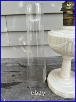 Aladdin Model B Alacite Lincoln Drape Milk Glass Kerosene Oil Lamp Vintage