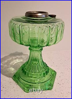 Aladdin Model B Cathedral Oil or Electric Lamp Green Uranium Vaseline Glass 1934