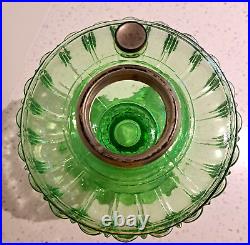 Aladdin Model B Cathedral Oil or Electric Lamp Green Uranium Vaseline Glass 1934