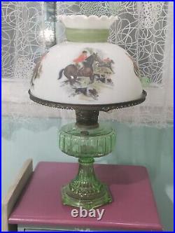 Aladdin Model B Cathedral Oil or Electric Lamp Green Uranium Vaseline Glass 1934