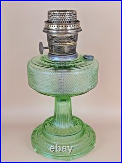 Aladdin Model B Colonial Oil Lamp Green Crystal with Original Nu-Type Burner